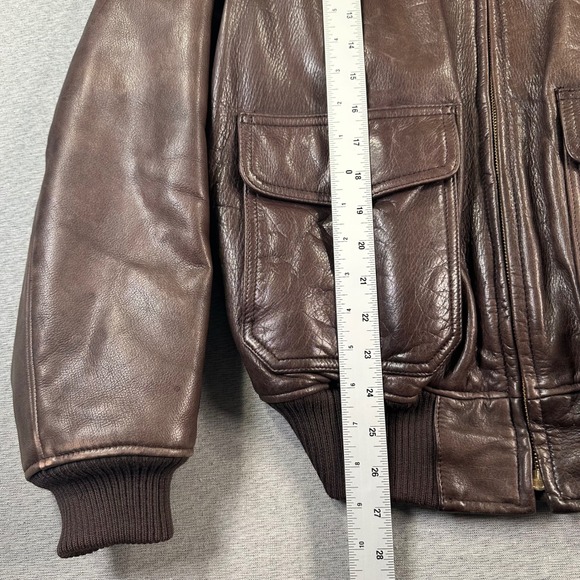 Abercrombie Fitch Flight Bomber Jacket M Brown Leather True Vintage Fur Collar - Picture 4 of 8
